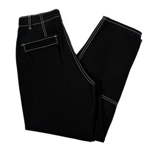 Baggy High Rise Size 4 Contrast Stitch Wide Leg Crop Hip Hop Goth Grunge Skater